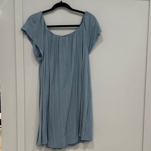 silence + noise Dusty Blue Short Sleeve Mini Dress
